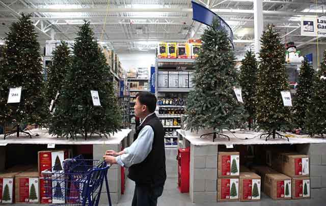 Christmas Trees inside a Lowe's