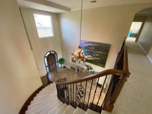 View Down To Entry With Sweeping Stair Case of Ocean Of San Clemente Ocean View Home For Lease