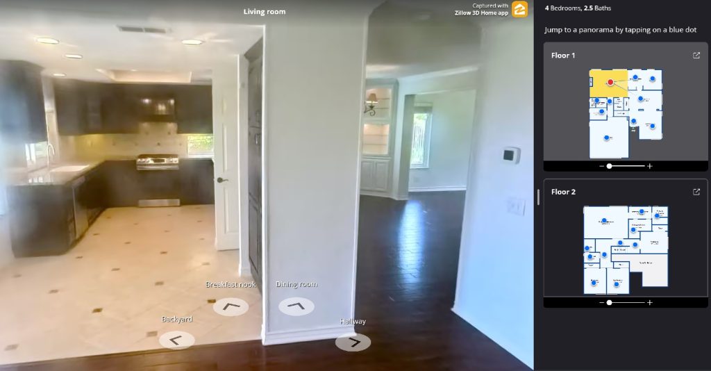 Virtual Tour Room Options